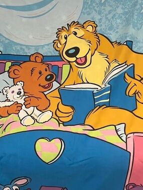 Unbranded Kids Cartoon Bear Duvet Cover - Blue and Yellow